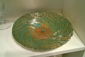 Piatto color Tiffany con righe oro